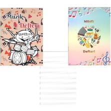 Misda Store Defteri Büyük Boy A4 40 Yaprak Karton Kapak Sol Anahtarlı Kareli Müzik Defteri 1 Adet Ten Rengi