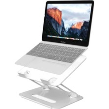 Misda Store 2 Tüm Modellerle Uyumlu Metal Kolay Ayarlanır Katlanabilir Beyaz Laptop Standı Yükseltici