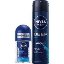 Misda Store Men Erkek Sprey Deodorant Deep Beat 150ML ve Mini Roll-On Fresh Active 25ML Set, Ter Karşıtı Koruma