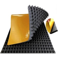 Misda Store Evi Piramit Sünger 100X100CM Yapışkanlı Akustik Ses Yalıtım Süngeri 40MM