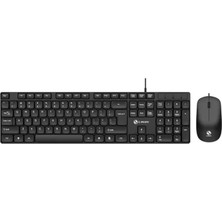 Misda Store Sessiz Yumuşak Tuşlu Ofis Bilgisayar Laptop Kablolu Klavye ve Mouse Seti 104 Tuşlu Q Klavye