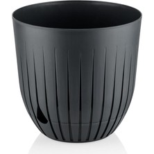 Misda Store Saksı Tabaklı Delikli Plastik Çiçek Saksısı (Gri, 2 Litre)