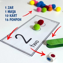 (3-6 Yaş) 1’den 10’a Kadar Sayıları Öğren!  Zarı At ve Renkli Ponponu Maşa ile Sayı Kartının Üzerine Koy.!