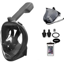 Misda Store Yüz Dalış Maskesi Buğu Önleyici Şnorkel Fullface Yüzücü Maskesi Siyah