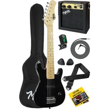 Misda Store CEG-30BK 4-6 Yaş Çocuklar Için Amfili Full 1/4 30 Inç Elektro Gitar Seti Full Black