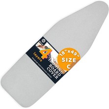 Misda Store 4 Katmanlı Ütü Masası Kılıfı,ütü Masası Örtüsü,ütü Masası Bezi,silikon Kaplı Isı Dayanıklı 55X135 cm Gri Renk