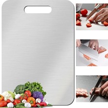 Misda Store Paslanmaz Çelik Kesme Tahtası Levhası Panosu Kaydırmaz Slikon Ayaklı 24X34CM 2mm Gıda Temasına Uygun Antibakteriyel 304 Çelik