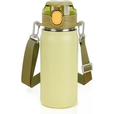 Misda Store L Çelik Yeşil 550 ml Askılı ve Pipetli Matara Suluk CIN411YS