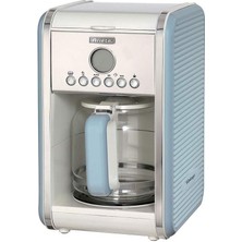 Misda Store Vintage Filtre Kahve Makinesi Mavi 1342/05-2 Litre Temperli Cam Sürahi, 12 Fincan Kapasite, 960 Watt, Amerikan Kahve Makinesi, LCD Ekran ve Zamanlayıcı
