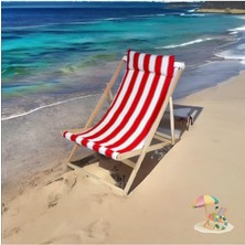 Misda Store Ahşap Tasarım Katlanır Kamp Sandalyesi Şezlong Her Koşula Uygun Tekli Dinlenme Koltuğu Kırmızı