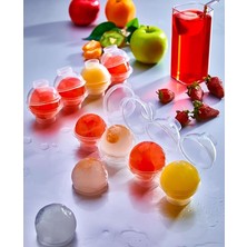 Misda Store Kalıbı Kabı Top Şeklinde Buz Yapma Dondurucu Kalıbı Buzluk Küre 4'lü Şekil Kolay Kullanım
