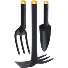 Misda Store Sert Plastik Üçlü Bahçe Seti, Hobi Kürek - Çapa - Tırmık Bahçıvan Seti, Yüksek Basınca Dayanıklı Gövde, Paslanma Derdi Yok