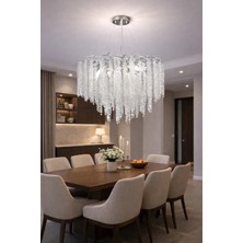LED Yeni Model 60 cm Ağaç Kristal Lüx Salon Avize Krom Renk Ithal Kasa