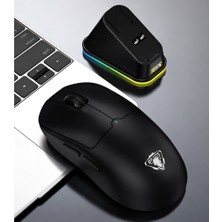 Jedel Şarjlı Oyuncu Mouse Rgb LED Işıklı Standlı Kablosuz Mouse 1600DPI Siyah WD157