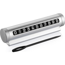 Leaf Shop Alüminyum Kasa Çevirmeli Araç Içi Park Telefon Numaratör Park Numarası Parkmatik Araç Torpido Üstü Parktel Telefon Yazısı Gümüş Onbnl