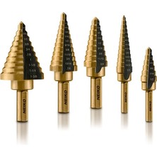 Leaf Shop 10197A Titanyum Kademeli Matkap Ucu Seti Hss | 5 Parçalı | Toplam 50 Boyut