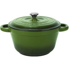 Leaf Shop Döküm Yuvarlak Tencere Döküm Demir Kapak New Heritage Serisi ÇAP(Ø)22CM. Yeşil