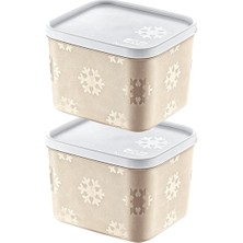 Leaf Shop 2'li Set No Frost Saklama Kabı Latte 1250 ml