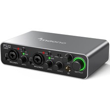 Leaf Shop 60 Db Pro-Preamp, 24BIT/192KHZ, Pc ve Akıllı Telefon Için Çift USB Arayüzü, Ev Kaydı Için Yönlendirme Yazılımı, Müzik Prodüksiyonu, Gitar, Podcast, Akış (PS22) ile Pc Için USB Ses Arabirimi