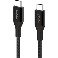 Leaf Shop Boostcharge Usb-C - Usb-C Şarj Kablosu, Hızlı Şarj Kablosu, 240 W Power Delivery, Usb-If Sertifikalı, iPhone 15, MacBook Pro, Chromebook, Samsung Galaxy, iPad ile Uyumlu, 1 M – Siyah