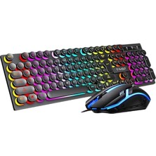 Leaf Shop T-Wolf TF270 Rainbow Rgb Mekanik Hisli Gaming Klavye Mouse Seti Punk Keycap Ingilizce