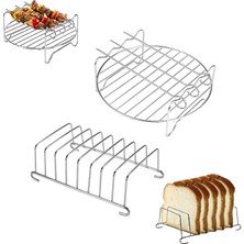 Leaf Shop Airfryer Izgara Teli, Universal Boyutta, Çelik Tel, Izgara Şiş ve Ekmek Kızartma Rafı Seti