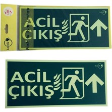 Misda Store Lr-Fu Acil-Çıkış Yazılı Yukarı Ok Yön Gösteren Fosforlu Yön Levhası (1)