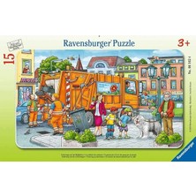 Misda Store 61624 Çöp Toplama Kamyonu Çocuk Puzzle, 15 Parça