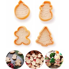 Misda Store Şekilli Adam Çam Ağacı Basmalı Kurabiye Kalıbı Gingerbread Man Desenli Şeker Hamuru Kesici Aparat (Konsept 1, Krem-Turuncu)