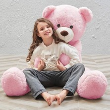 Misda Store 120 cm Papyonlu Sevimli Ayı - Sevgiliye Özel Hediye Pembe