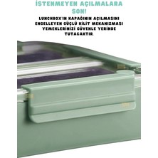 Misda Store Bento 1100ML Lunchbox Tek Katlı 2 Bölmeli Paslanmaz Çelik Sefer Tası Yemek Kutusu (Yeşil)