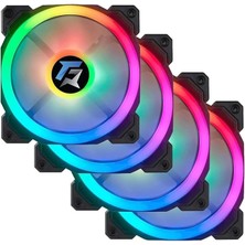 Misda Store 7r Pro Seri (4'lü Set) Rainbow Ledli Sessiz 120MM 12CM Kasa Fanı
