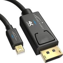 Misda Store – Mini Displayport/mini-Dp (Thunderbolt)/displayport Kablosu – 2m (4K/60Hz ile UHD Çözünürlük, Sürüm 1.2, Bilgisayar ve Mac Için, Kilitlemeli Dp Fişi, Siyah)