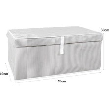 Misda Store Amaçlı Düzenleyici Kapaklı Sandık Tipi Kutu Hurç Organizer 3 Lü Set (Gri, Mega Plus 70 x 40 x 30)