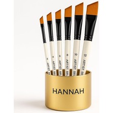 Misda Store Resim Fırça Seti Yan Kesik Uçlu Akrilik Yağlıboya Suluboya Beyaz 6 Parça Fırça Seti