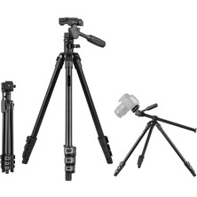 Misda Store HT-T02 Profesyonel Tripod 154 cm Yatay Kullanım Çok Fonksiyonlu Panoramik Kafa 360 Derece Dönebilir