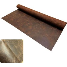Misda Store Crazy Horse Parça Deri, Deri Hobi Uğraşlarında Dıy Cüzdan, Kartlık, Çanta Vb Için Panel Kesim Hakiki Deri Parçası, 1 Adet (Kahve, 40X25 Cm)