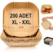 Misda Store Ticaret Airfryer Pişirme Kağıdı,xl-Xxl Büyük Boy, Kare, 200 Adet Hava Fritöz Parşömen Fırın Kağıdı Tek Kullanımlık Kağıt Fırın Fritöz Pişirme Kızartma Tavası Için Uygun 20CM