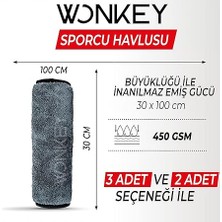 Misda Store - Sporcu Fitness Antreman Havlusu 30X100 Cm, Hafif ve Hızlı Kuruyan Mikrofiber Spor Havlu, Gym Boks Pilates Tenis Havlusu (3 Adet 30X100, Gri)