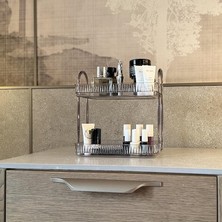 Misda Store Katlı Makyaj Organizeri Kozmetik Aksesuar Düzenleyici Kozmetik Vitrini (Duman Gri)