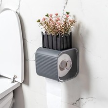 Misda Store Yapışkanlı Banyo Tuvalet Kağıtlığı Wc Peçetelik Kağıtlık Tutucu Tuvalet Kağıt Organizeri (Antrasit)