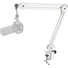 Misda Store Mikrofon Bom Kol Standı, Metal Ağır Hizmet Mikrofon Standı, Makas Süspansiyonu Ayarlanabilir Bom Kolu, Podcast Kayıt Akış Oyunu Için, Masa Kelepçesi Ile, 5/8 "vida, Kablo BAĞLARI-BM63 Beyaz