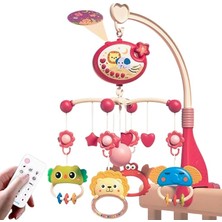 Misda Store Pilli Işıklı Müzikli Projektörlü Kumandalı Sabitlemeli Dönence Çıngıraklı Dişlikli Bebek Yatıştırıcı Zaman Ayarlı (Kırmızı)