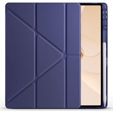 Misda Store Huawei ile Uyumlu Matepad 12X Kılıf Zore Tri Folding Kalem Bölmeli Standlı Kılıf Lacivert