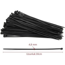 Misda Store 4,8X300 Siyah 30CM Kablo Bağı Plastik Cırt Kelepçe TOPLAYICI-100 Adet