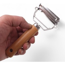 Storemax Defyasell Deconox Paslanmaz Çelik Ahşap Saplı Soyucu ve Jülyen Dilimleyici, 4 Yönlü Pratik Sebze Kesici, Çok Amaçlı Mutfak Dilimleyici