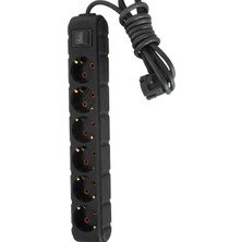 Storemax Defyasell Ufo 6lı Akım Korumalı Priz 1,5 Metre Kablolu Grup Priz, Max 3500W 16 Amper Aşırı Yük Koruması 6lı Uzatma Kablosu Çoklu Priz Siyah Renk