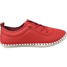 Ortopedikal 2010 Womenly Style Kırmızı Kadın Günlük Ayakkabı % 100 Hakiki Deri Yumuşak Lastikli Esnek