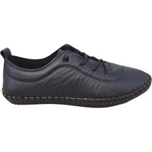 Ortopedikal 2010 Womenly Style Siyah Kadın Günlük Ayakkabı % 100 Hakiki Deri Yumuşak Lastikli Esnek