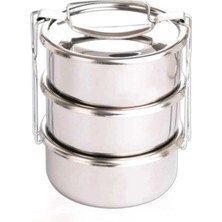 abnturk Süper Kalite Lüks Çelik Aşırı Sağlam 3'lü Sefer Tası (12X6 Cm)